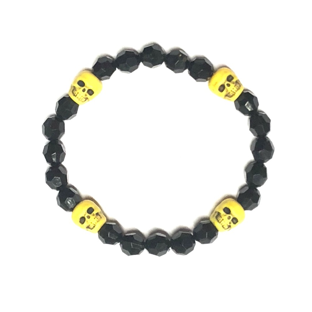 Skulls Beaded Kandi Bracelets - Yellow, Black